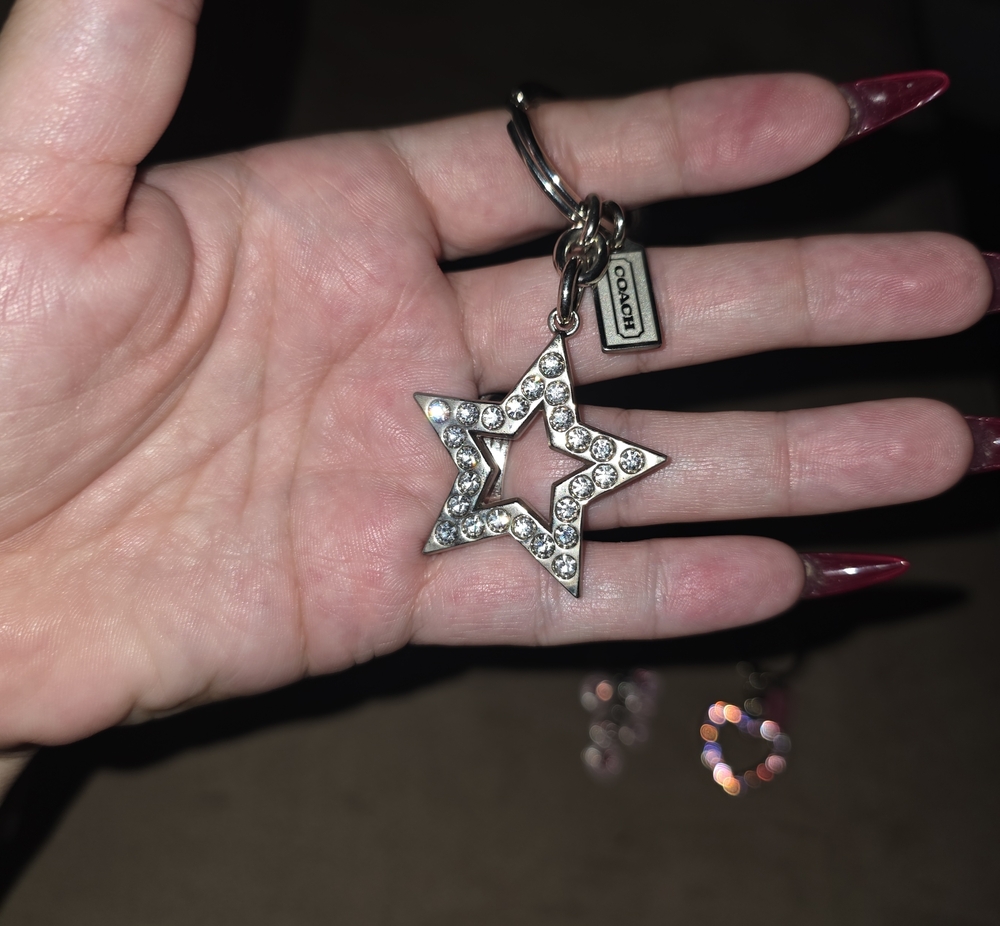 Coach Silver Pave Crystal Star Keychain Charm Circa Y2K